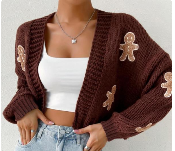 Gingerbread Pattern Cardigan for Women (One Piece)