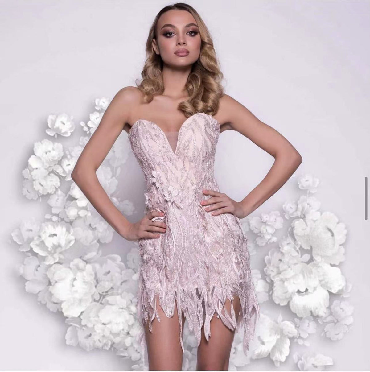 Sequined Bandage Tube Top Miniskirt Evening Dress