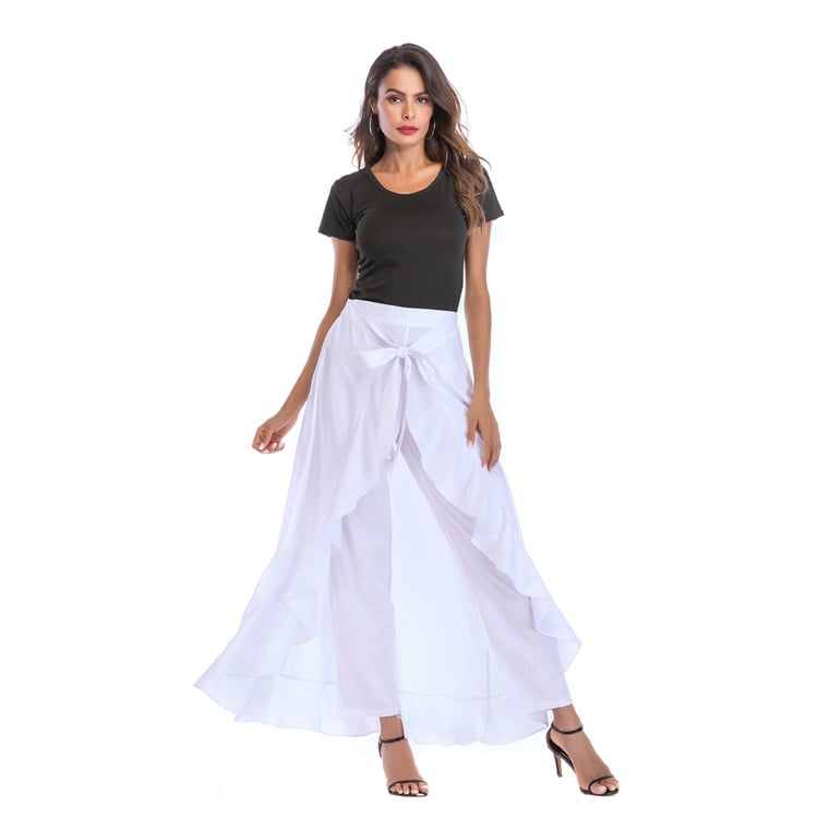 High Waist Irregular Lotus Leaf Culottes (European Style)