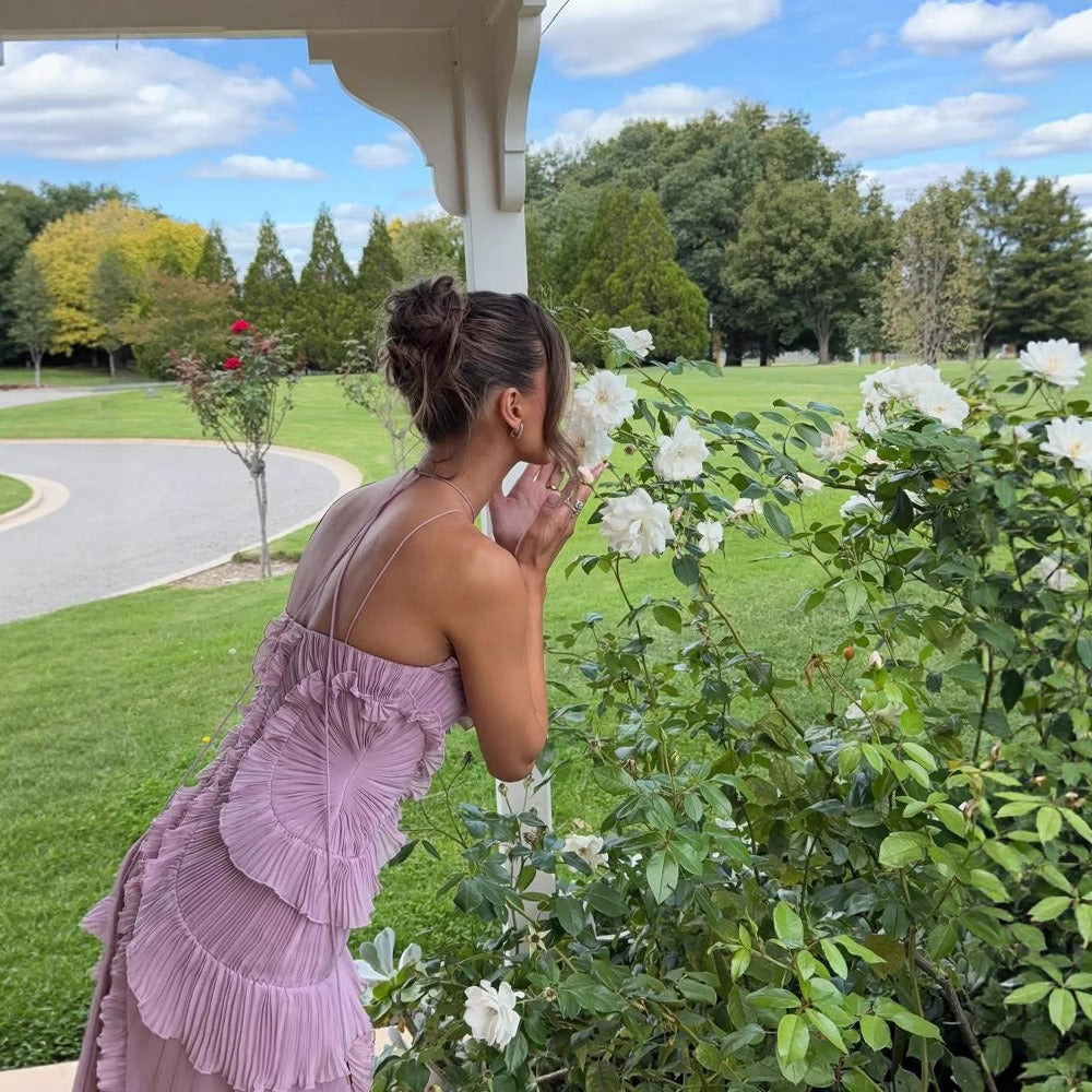 Ruffled Pleated Hem Dress