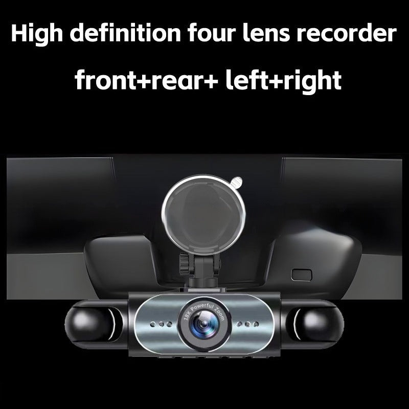 Four-lens HD Surveillance Dash Cam with Rearview