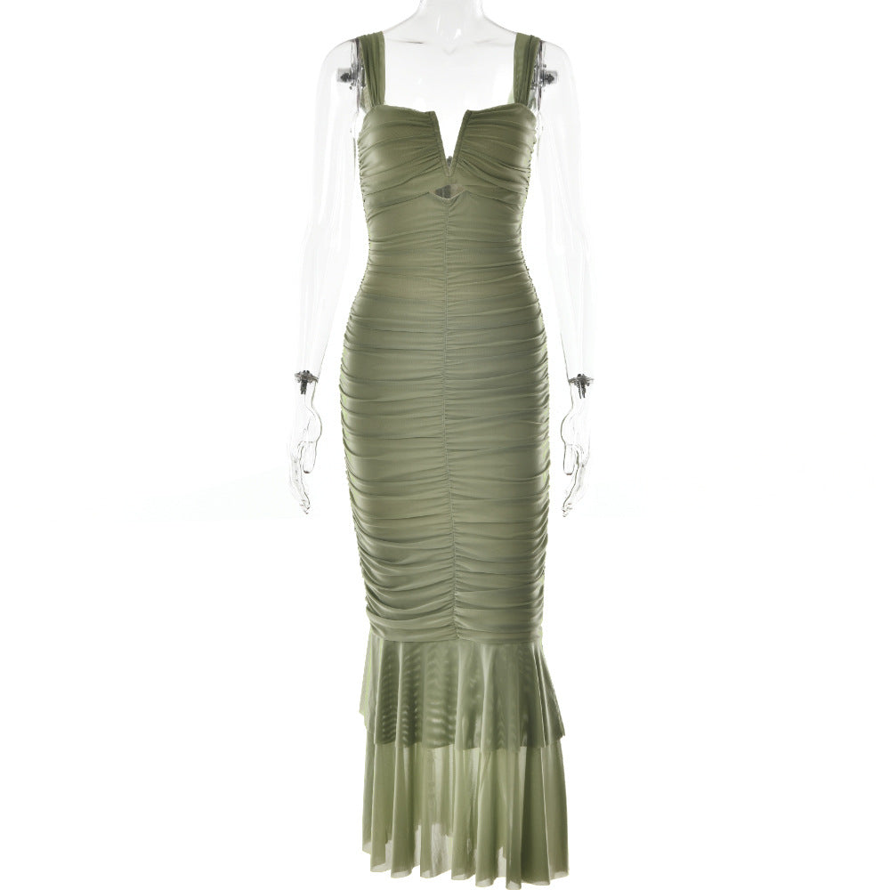Fashionable Spring Summer Spliced Midi Dress FD9738