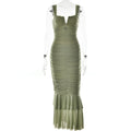 Fashionable Spring Summer Spliced Midi Dress FD9738