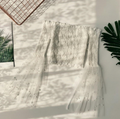 One-Shoulder Mesh Top with Beaded Bell Sleeves