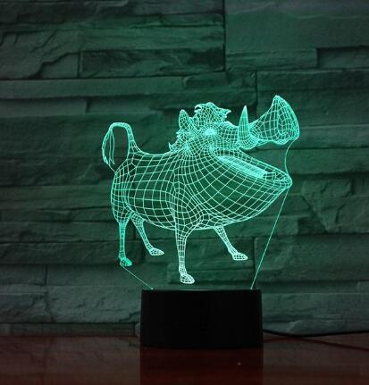 Colorful Touch Remote LED Visual Lamp - Lion King 3D Night Light