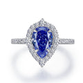 New Silver High Carbon Diamond Blue Ring