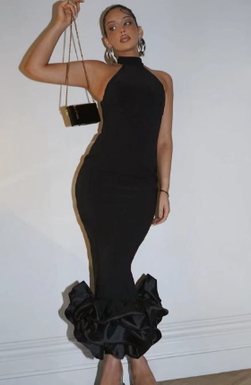 Elegant Sleeveless Cascading Skirt Party Dress