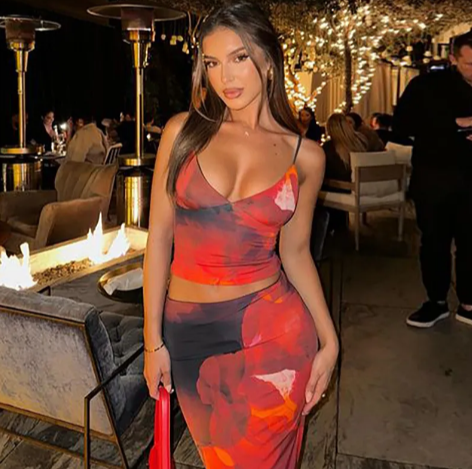 3D Print High Waist Slim Dress Set