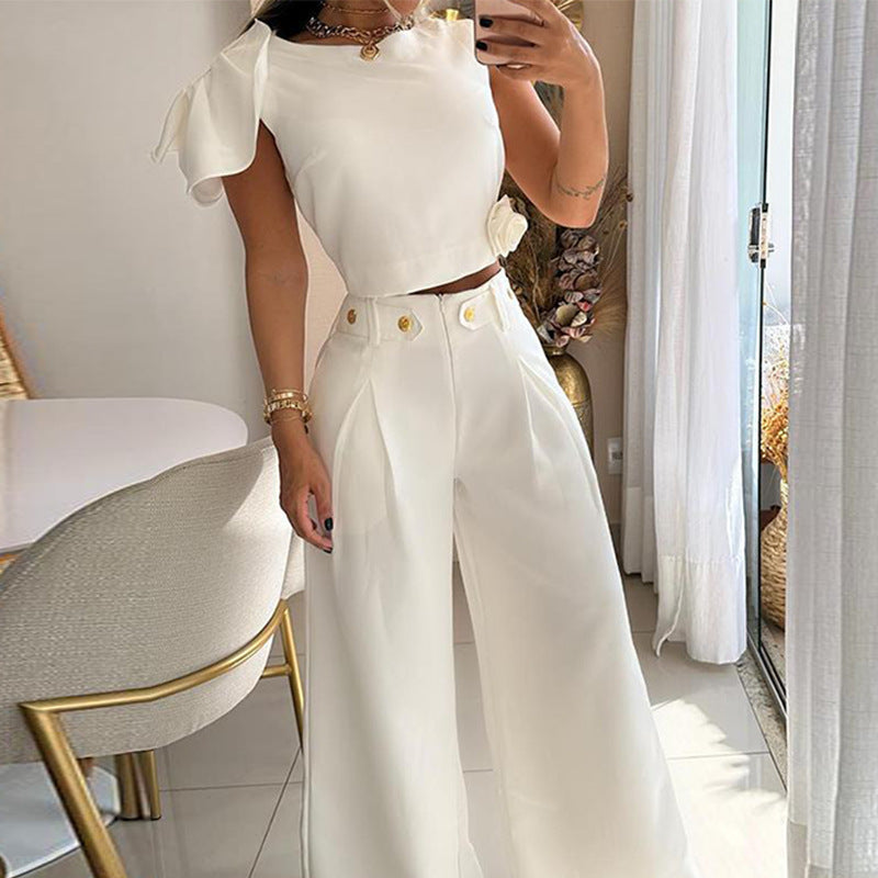 WOLFF Women's Sleeveless Top and Wide Leg Pants Set