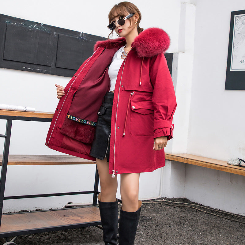 Winter Short Parka with Fox Fur and Rabbit Fur Lining