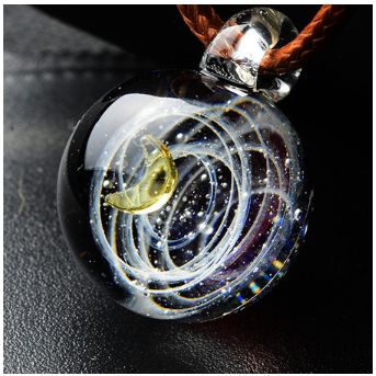 Creative Glass Pendant Necklace with Nebula Elements