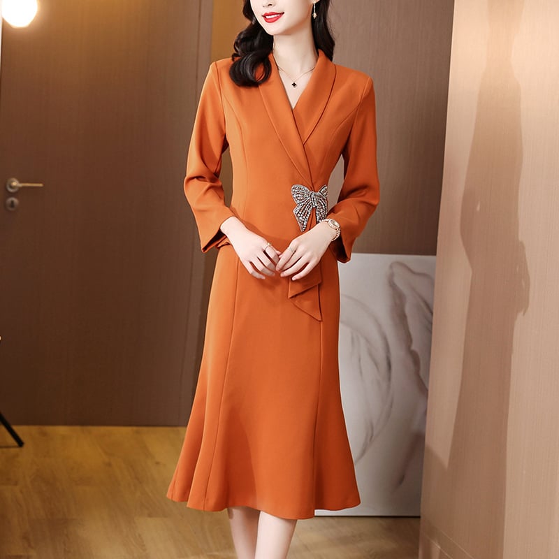 Beaded Professional Stitching Midi Skirt in Royal Style