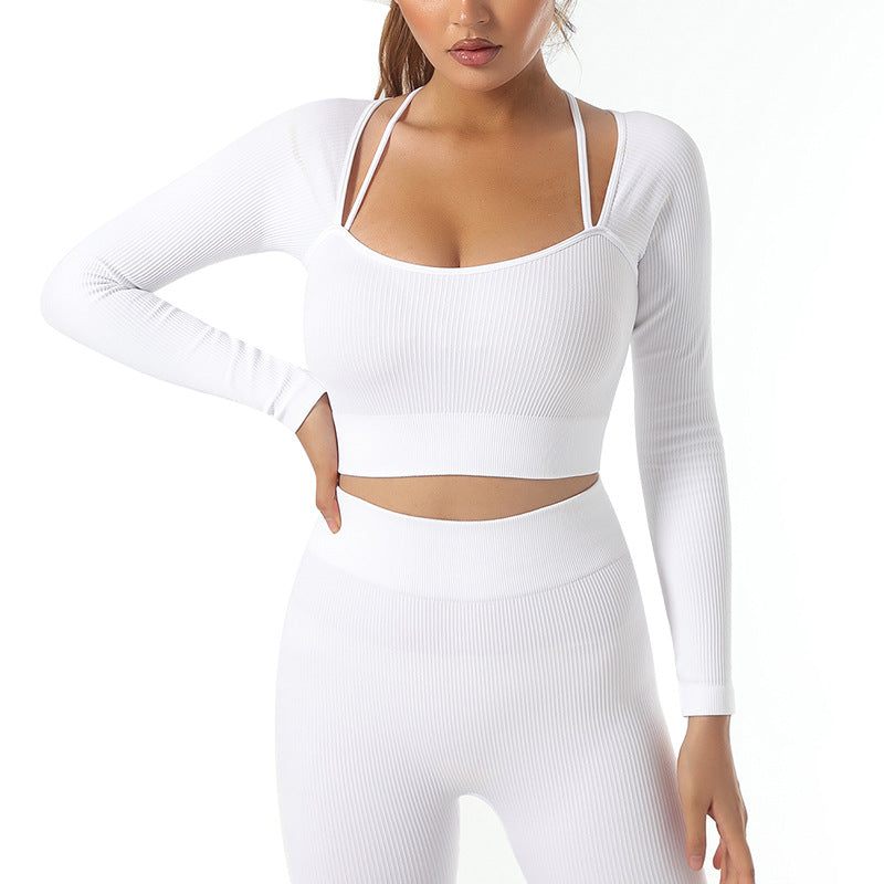 Seamless Yoga Set with Long Sleeve Top and Pants
