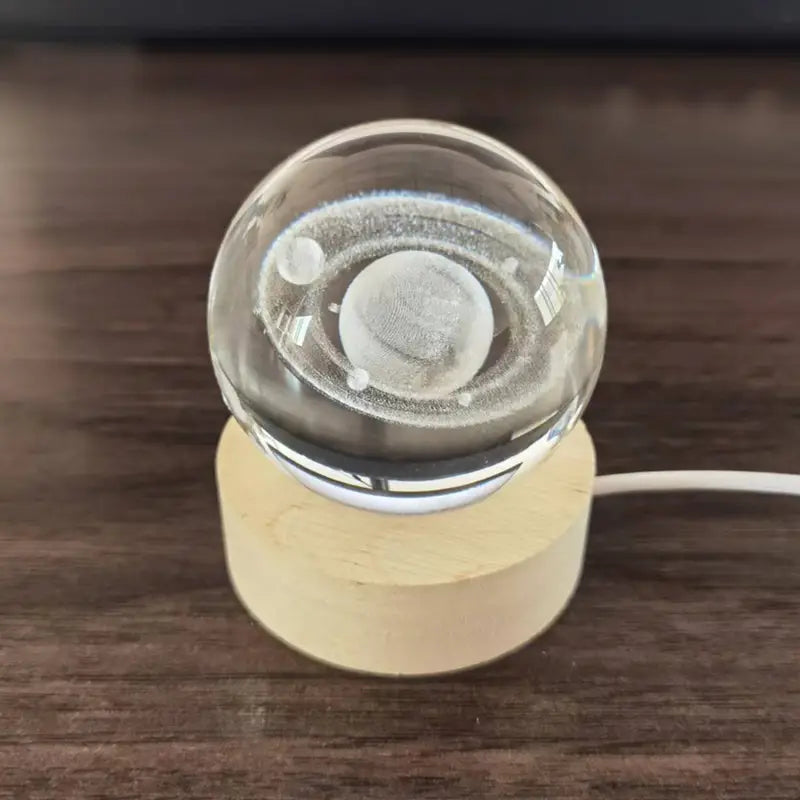 3D Solar System Crystal Ball with LED Lamp Stand