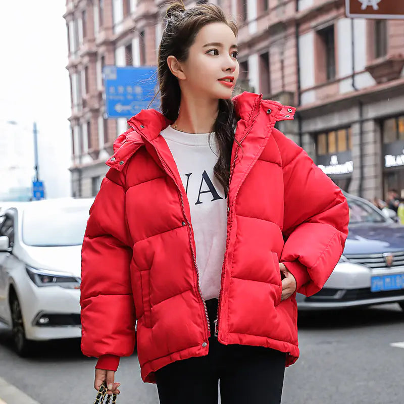 Chic Short Cotton Padded Jacket with Loose Fit