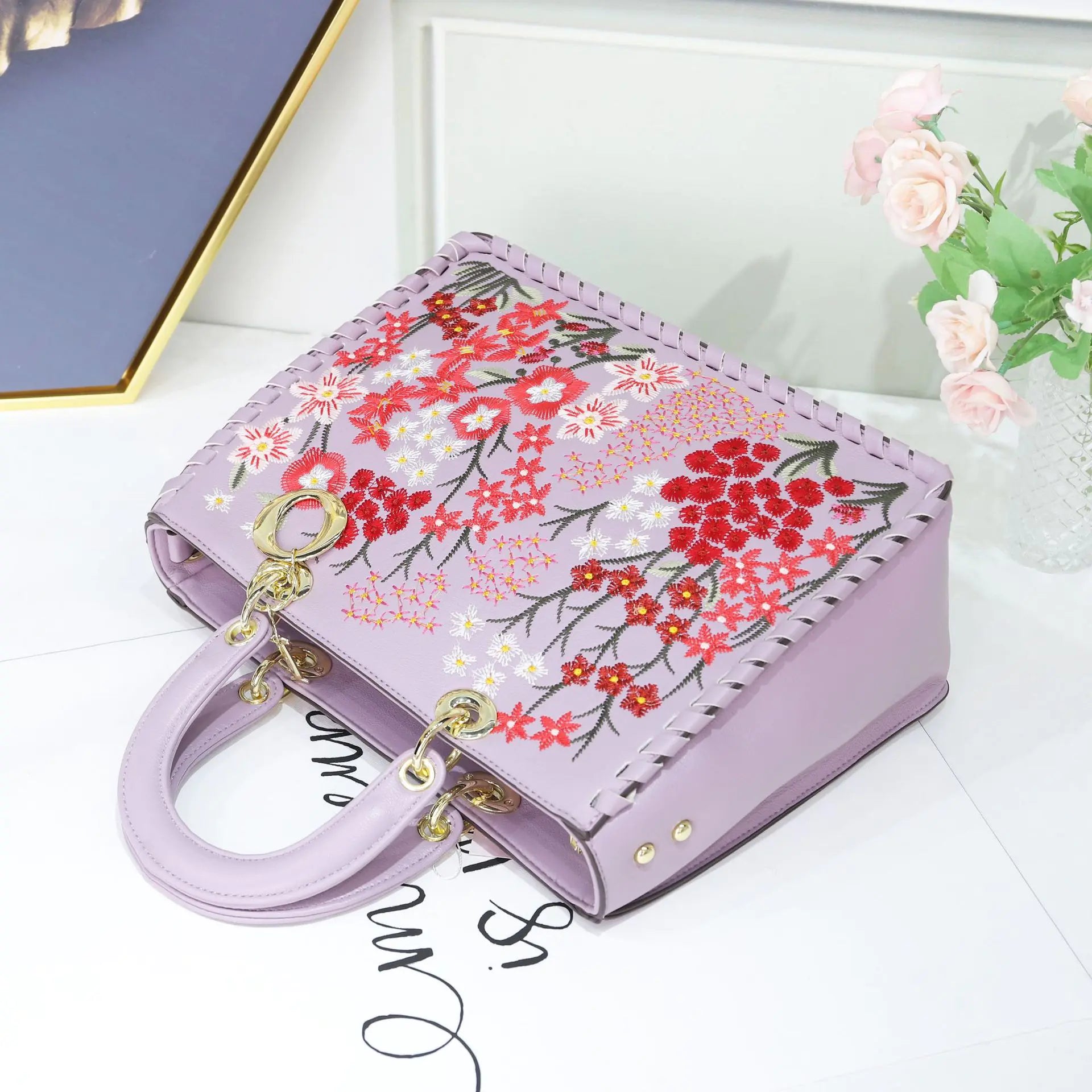 Handheld Embroidery Messenger Bag for Women