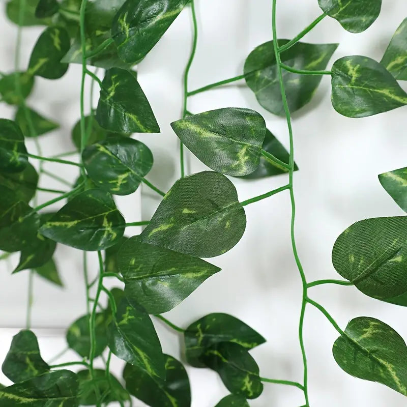 12pcs Artificial Green Leaf Hanging Vine for Decor