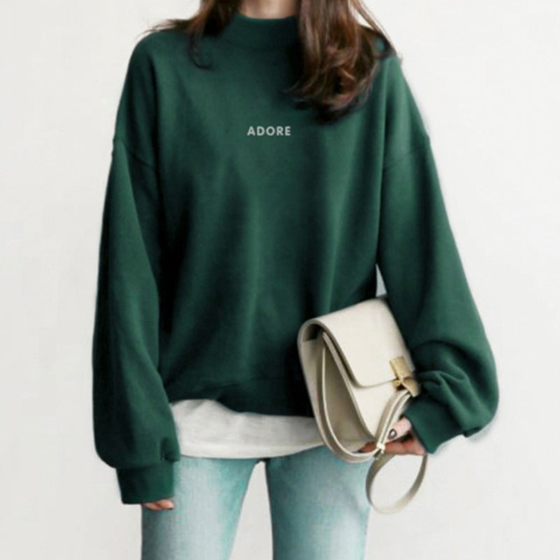Women's Green Fleece Hoodie with Letter Print (2020)