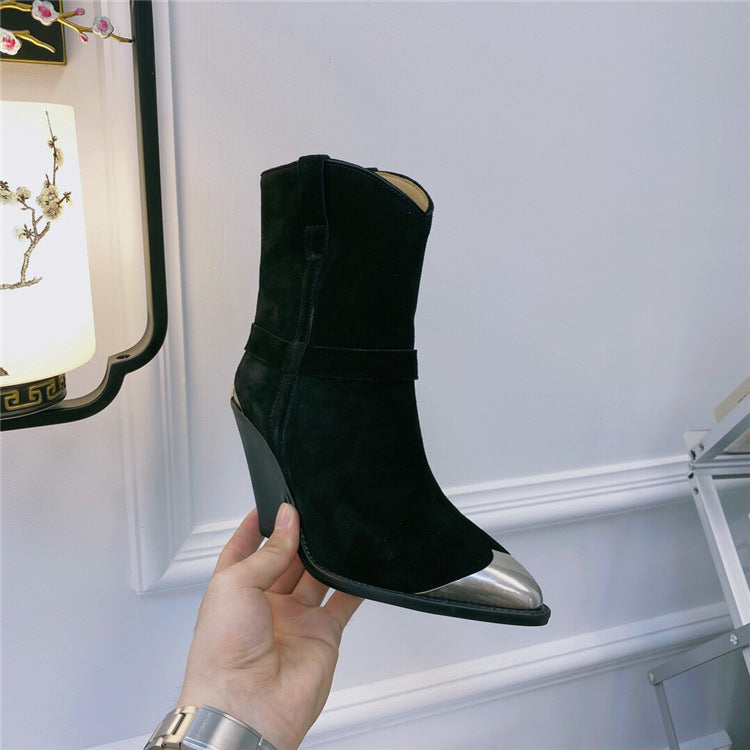 Pointed Toe Women's Fashion Boots with Iron Toe
