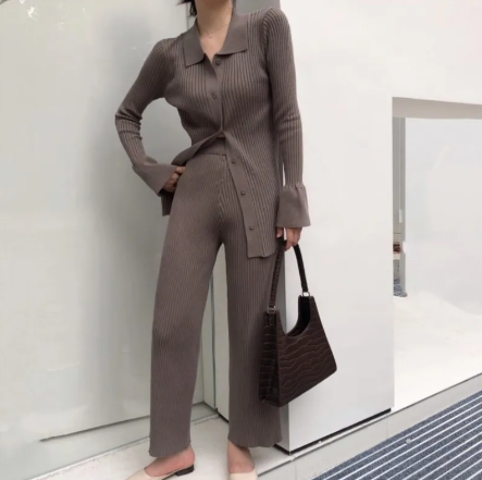 Knitted Long Collar Outfit