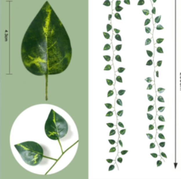 12pcs Artificial Green Leaf Hanging Vine for Decor