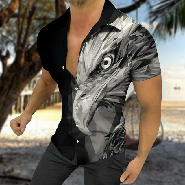 Men's Casual Summer Hawaiian Print Short Sleeve Shirt