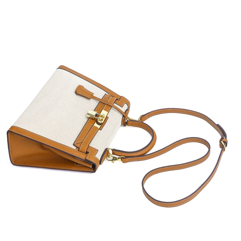 Waterproof Leather and Canvas Kelly Shoulder Bag