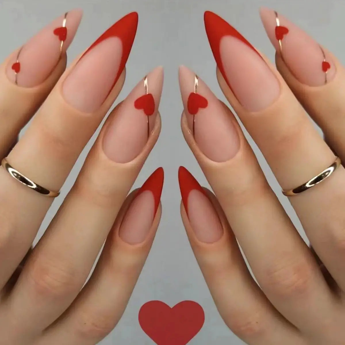 Valentine's Day Press-On Nail Set with Heart Designs