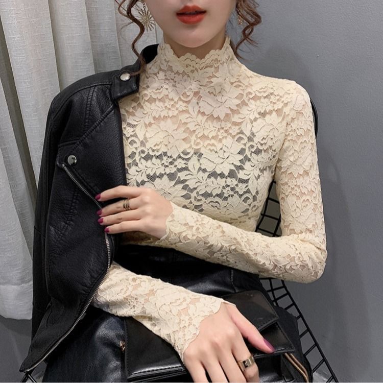 Lace High-Neck Top for Women - Versatile All Seasons