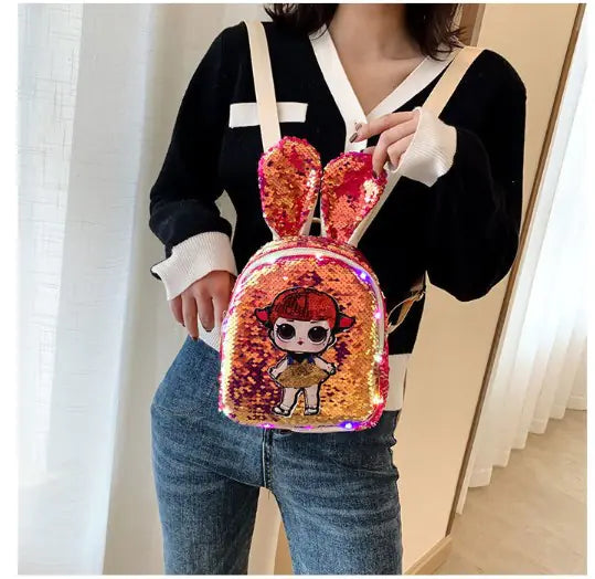 Fashionable Princess Sequin Backpack for Girls