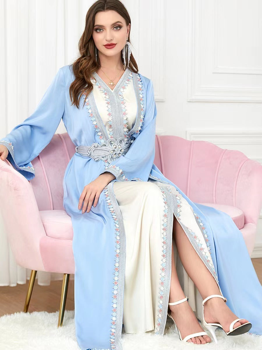 V-neck Patchwork Two-piece Dress