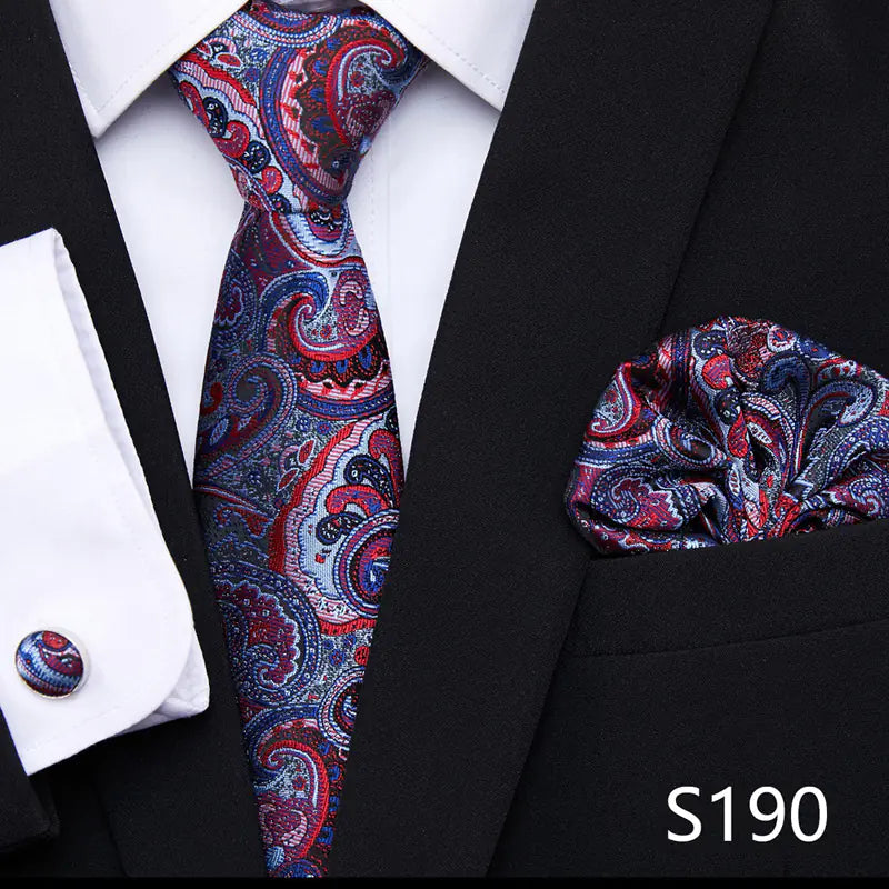 Korean Style Floral Tie and Pocket Square Set for Men