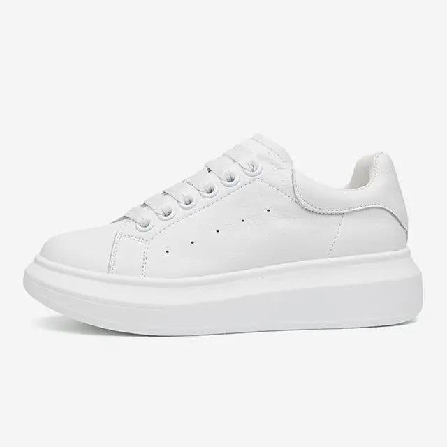 Genuine Leather Autumn Fashion White Sneakers for Women