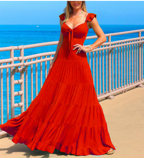 Women's Backless Lace-up Chest Wrap Dress