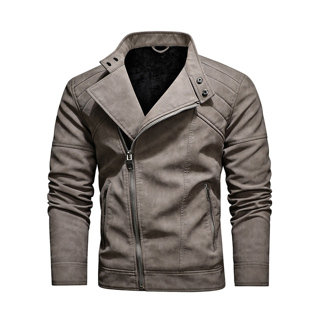 Men's Fashion Leather Jacket with Stylish Lapel and Zipper