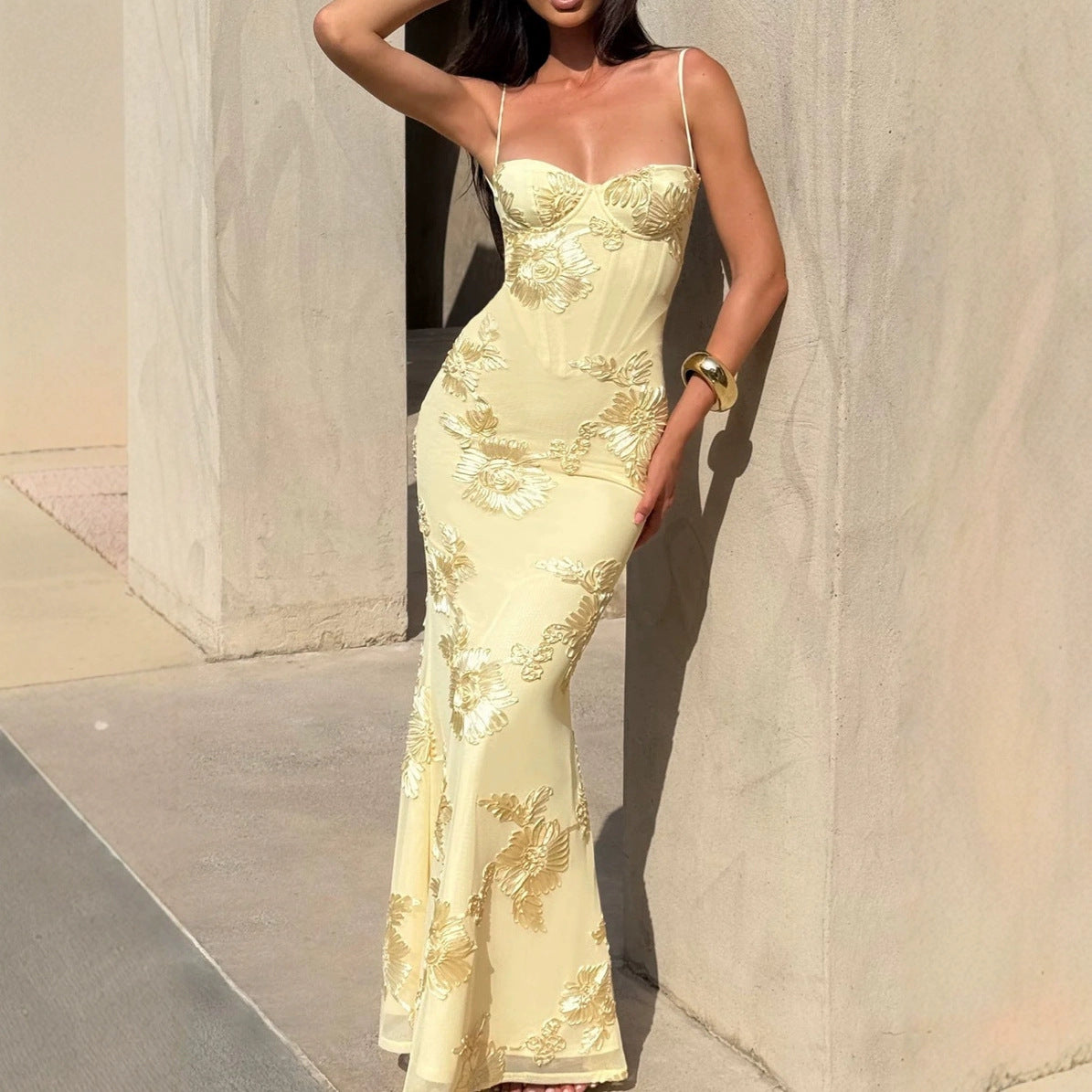 Elegant Floral Evening Dress