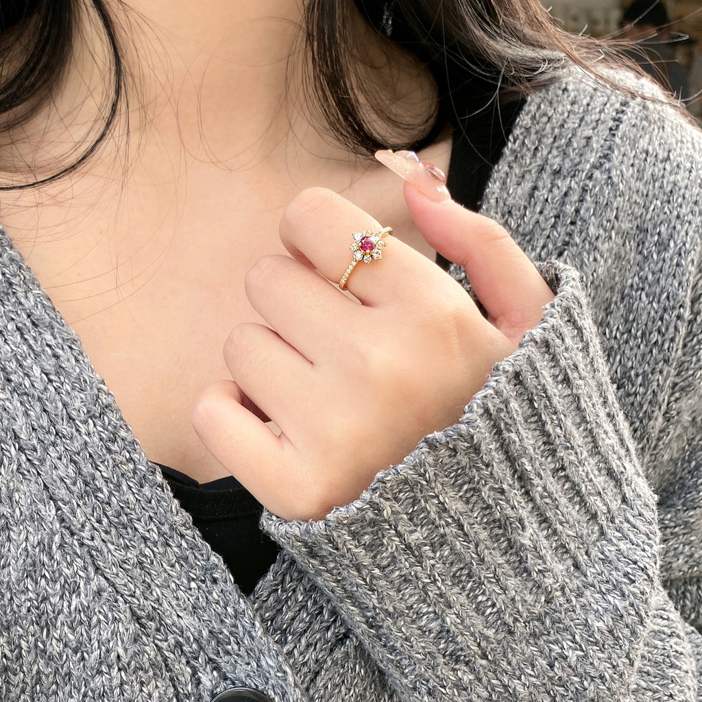 Personalized Inlaid Natural Stone Gemstone Ring for Women