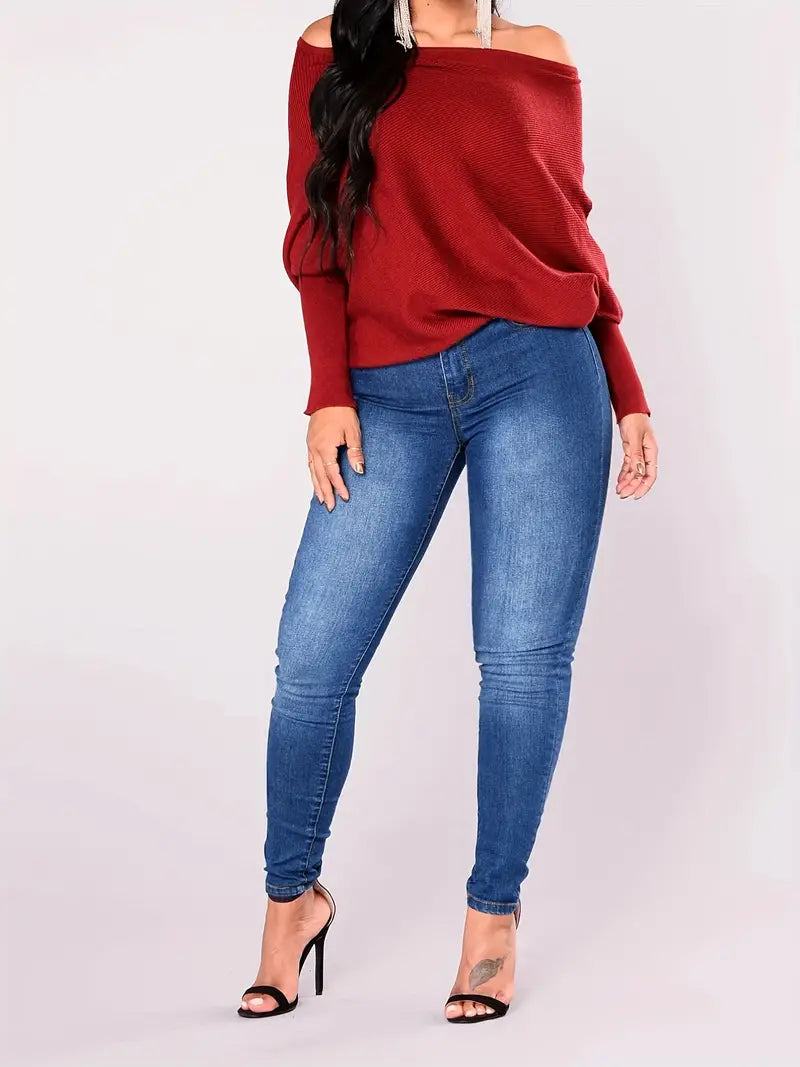 High-Rise Stretchy Blue Jeans for Everyday Comfort