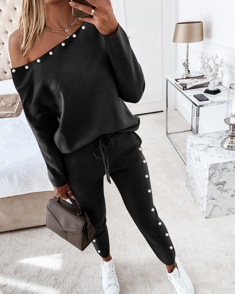 Khaki Love Sequin Casual Suit for Women