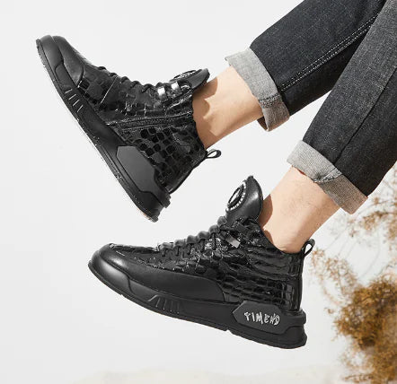 Men's Leather Martin Boots - High Top Winter Fashion
