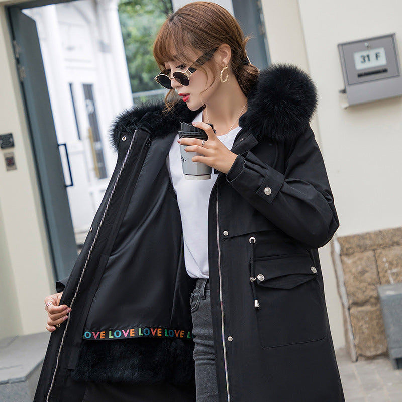 Winter Short Parka with Fox Fur and Rabbit Fur Lining