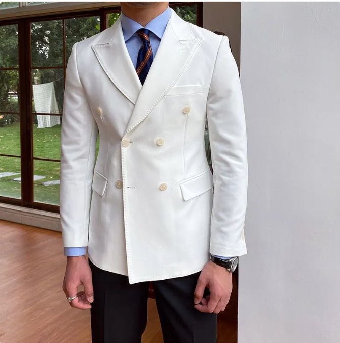 Men's Casual Business Double Breasted Suit Jacket
