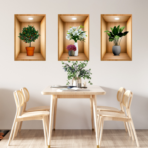 3D Effect Self-Adhesive Plant Wall Art Decor