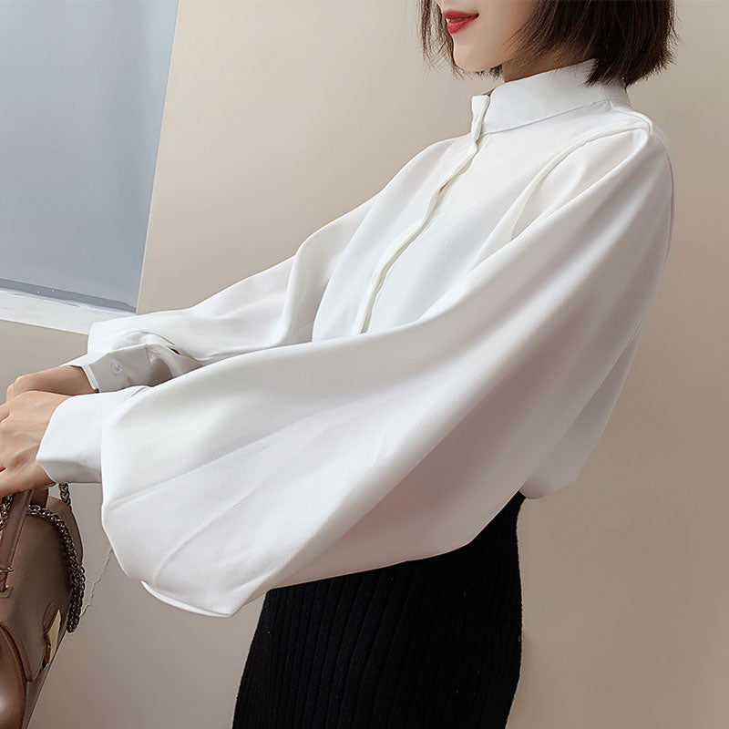 Korean Vintage Women's Office Shirt - Elegant Style