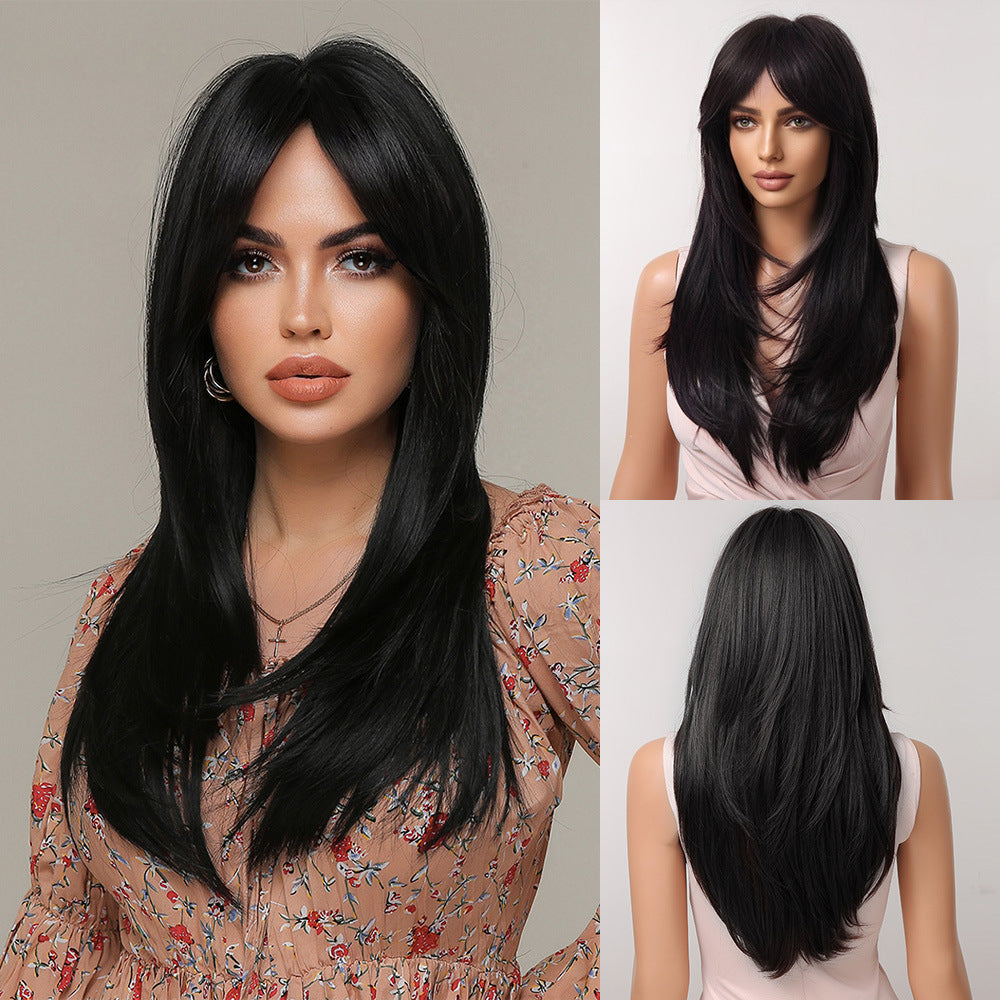 Medium Length Eight Character Bangs Fashion Wig