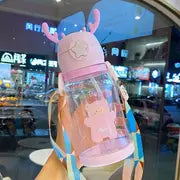 Cute Cartoon Antler Water Bottle 600ml with Strap