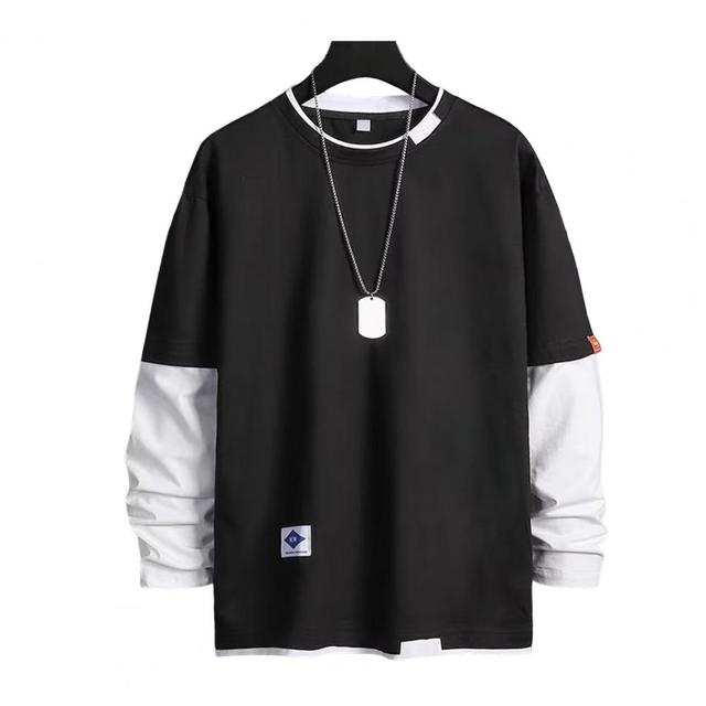 Men's Long Sleeve Two-Piece Pullover with Contrast Color