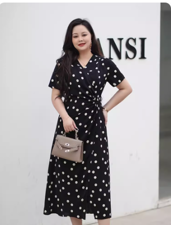 Summer Plus Size Floral Chiffon V-Neck Dress