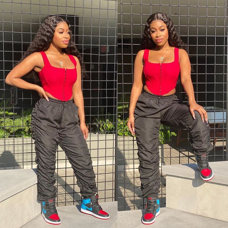 Plus Size High Waist Ruched Cargo Pants for Women