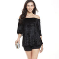 Fashion Women's Velvet Slash Neck T-Shirt for Summer